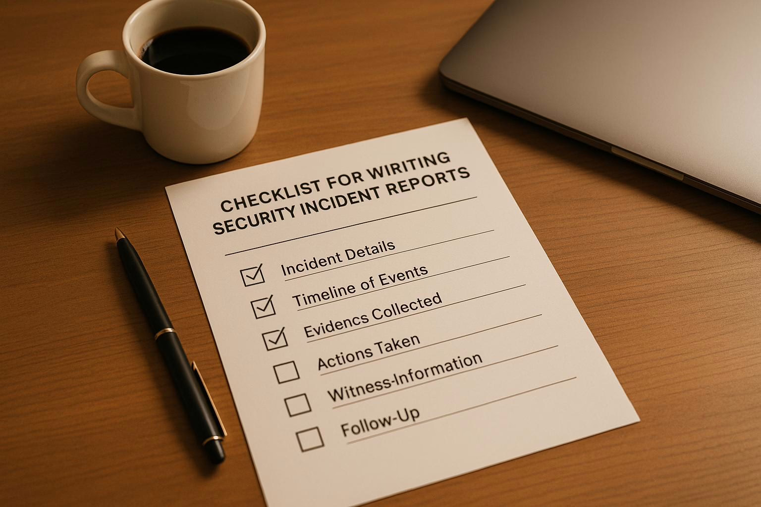 Checklist for Writing Security Incident Reports